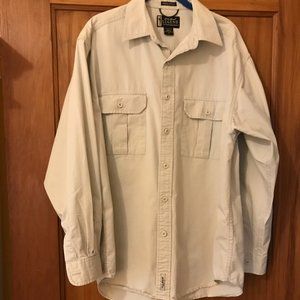 Vintage Men's Eddie Bauer Legend Elkhorn Shirt, Khaki, Long Sleeve, Size M/L